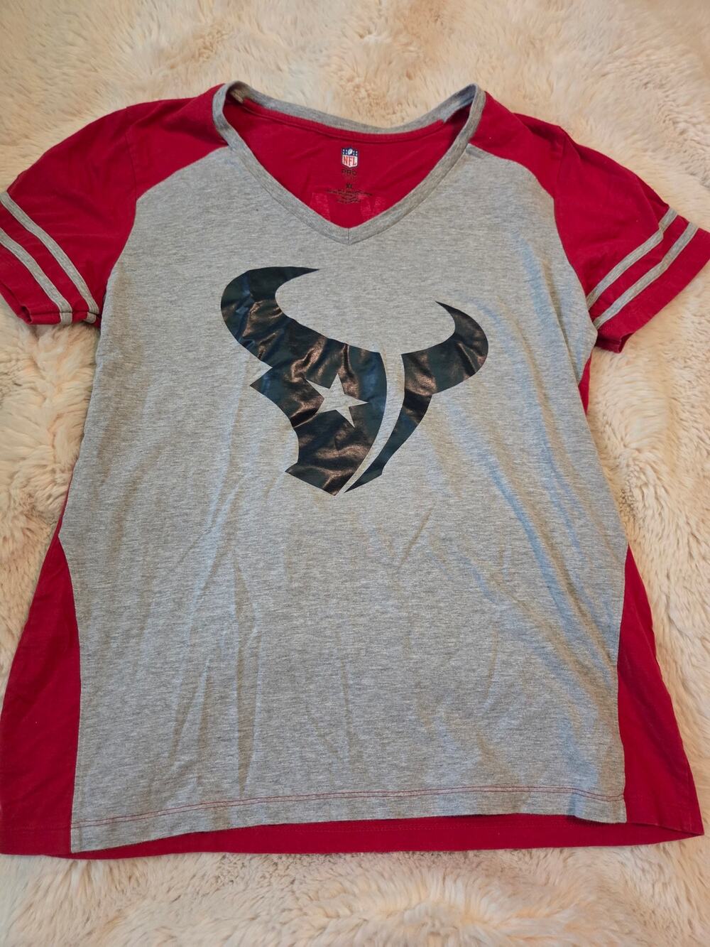 NFL Pro Line Houston Texans Women's raglan V-neck t-shirt size xl
